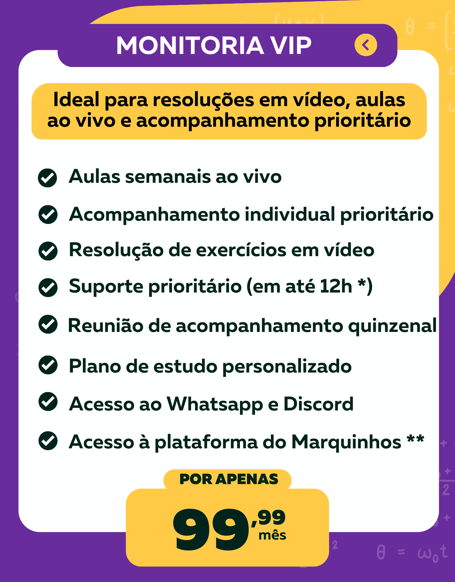 Banner de divulgação da Monitoria VIP